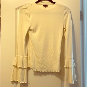 White layered bell sleeve shirt